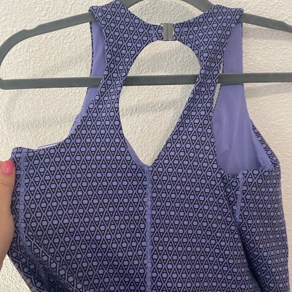 NWOT- Athleta-Ultimate Ease Fit And Flare Blue Purple Printed Dress- Size Small - Picture 7 of 15